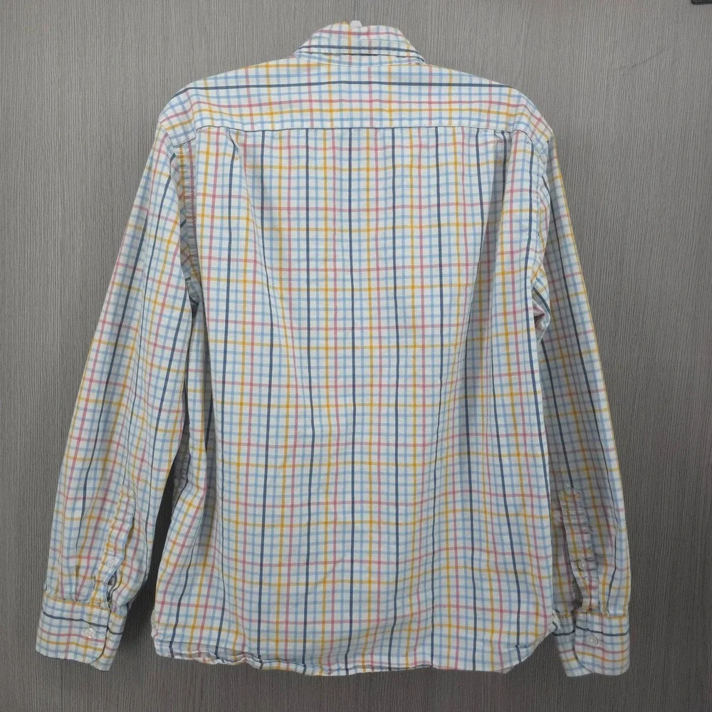 J Crew Flex Washed Slim Untucked Plaid Button Down Shirt Mens Medium